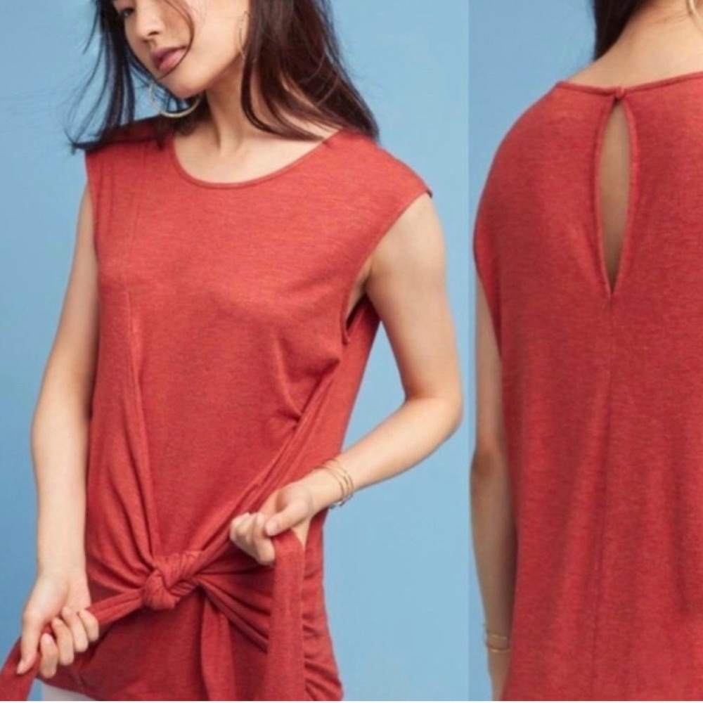 Anthropologie Chic Red Tie-Front Tank Top